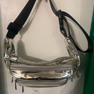 Metallic Silver Crossbody Bag